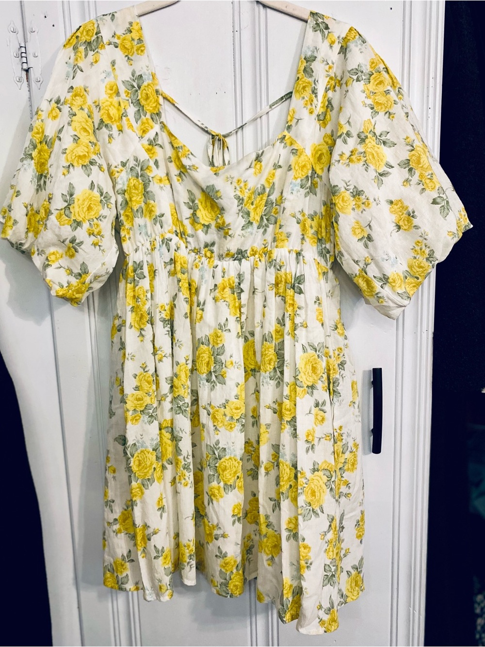 Katwalk Yellow Floral Smocked Mini Dress. Nwot